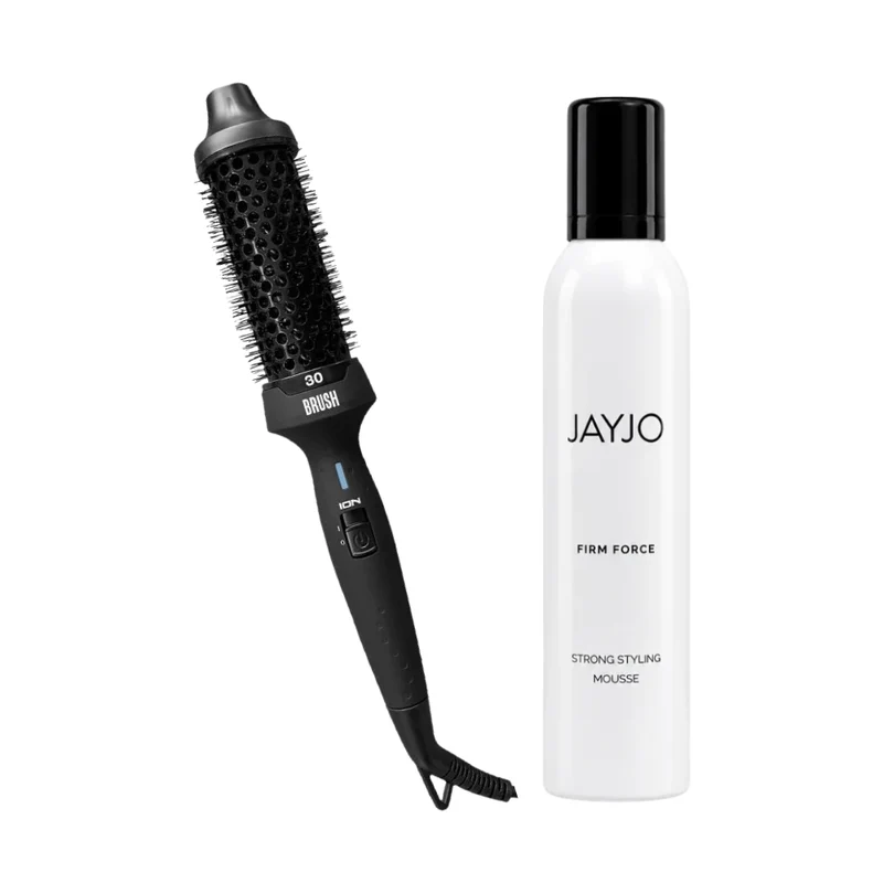 Evryday BRUSH 30 mm + JAYJO Firm Force Strong Styling Mousse