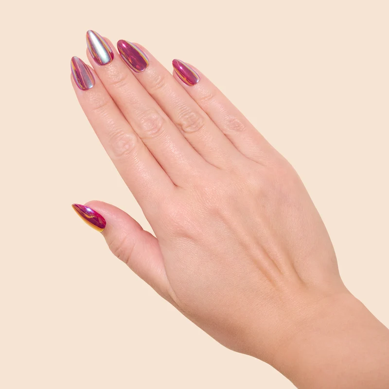 'Cosmic Cherry' Soft Gel Press Ons | Short Almond