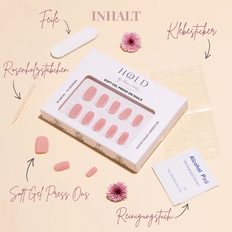 'Pure Powder' Soft Gel Press Ons | Short Square