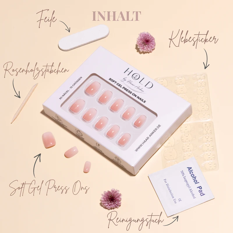 'Nude Fade' Soft Gel Press Ons | Short Square