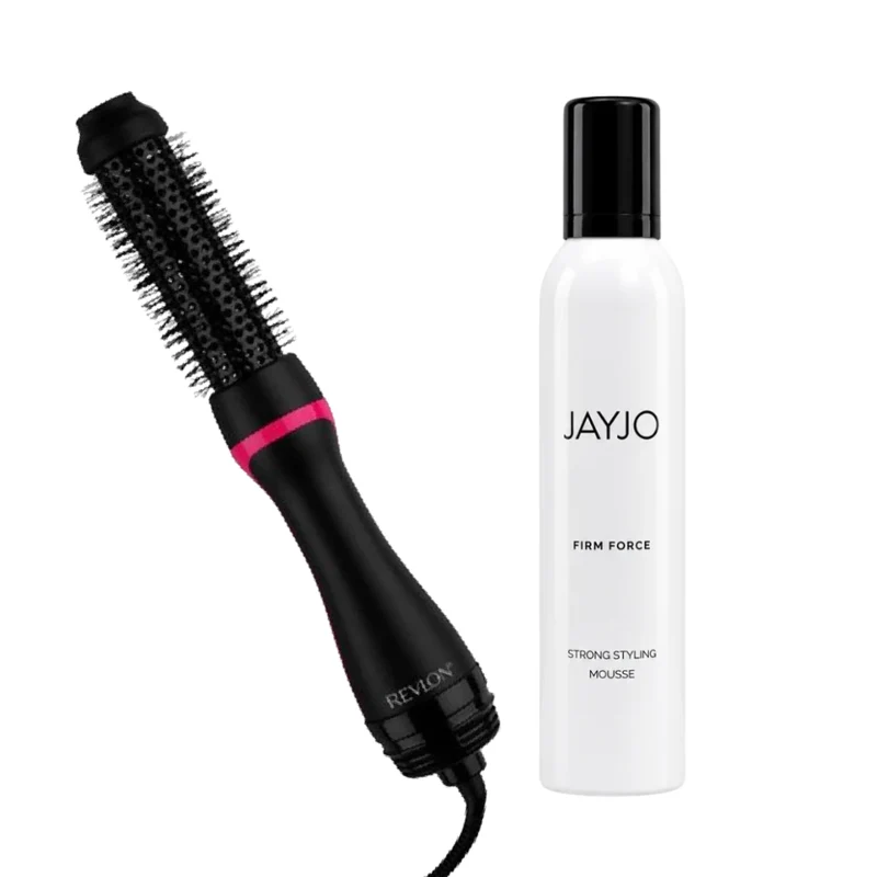Revlon Salon One Step Style Booster Round Brush + JAYJO Firm Force Strong Styling Mousse