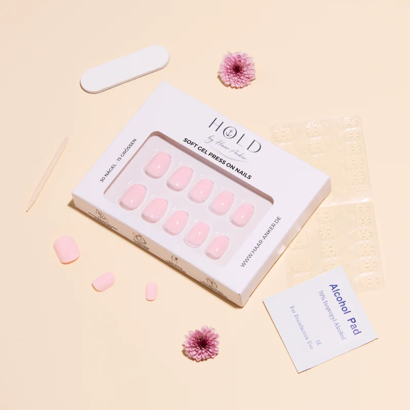 'Bare Blush' Soft Gel Press Ons | Short Round