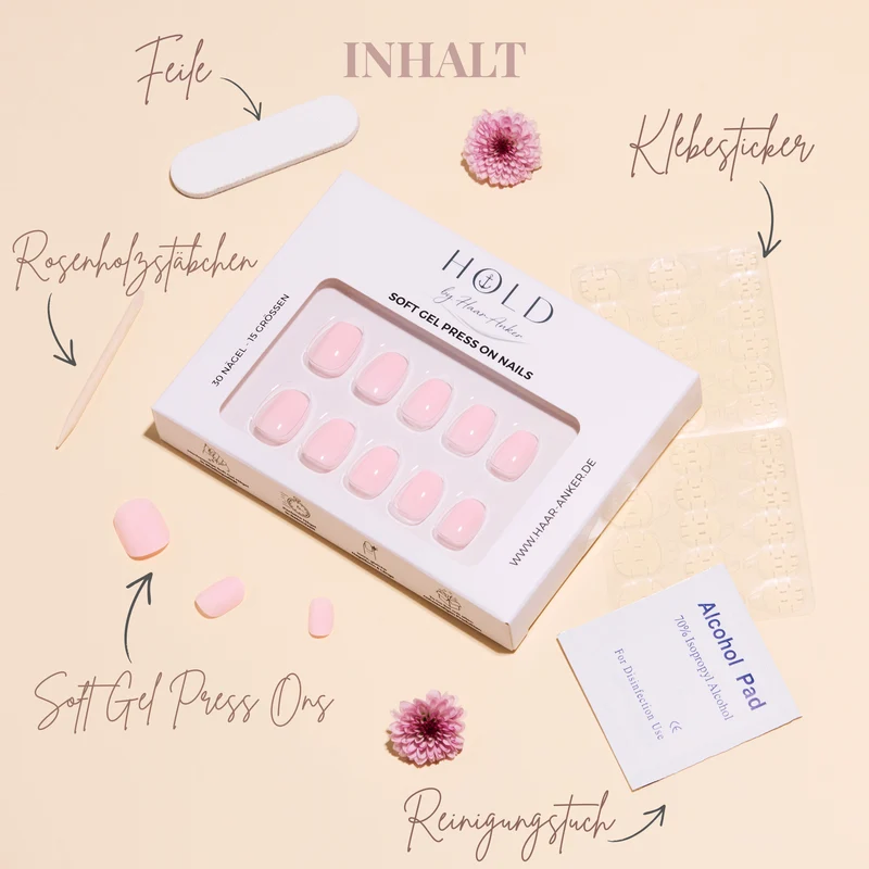 'Bare Blush' Soft Gel Press Ons | Short Round