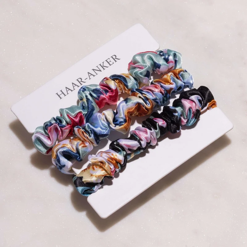 3er Set 'Flower' – Dunkel | Scrunchie-Minis