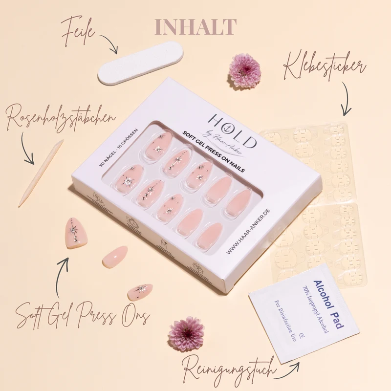 'Zodiac' Soft Gel Press Ons | Short Almond