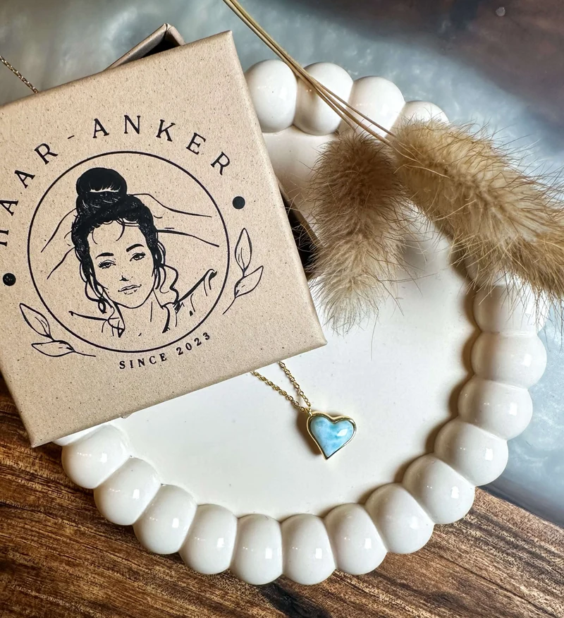 Larimar kleines Herz Gold | Halskette