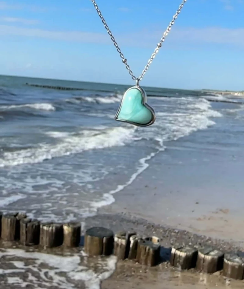 Larimar kleines Herz Silber | Halskette