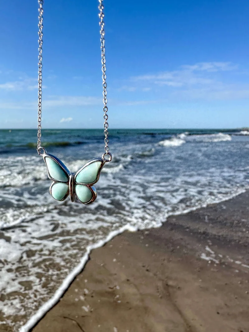 Larimar Schmetterling Silber | Halskette