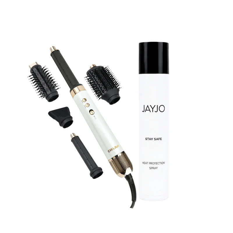 CHI Lava Air Glam Multi Styler White + JAYJO Stay Safe Heat Protection Spray