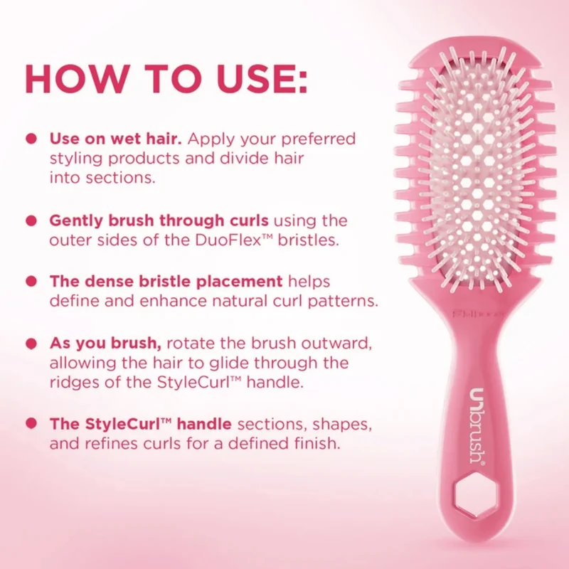 UNbrush Detangling Hair Brush Curl Coral Pink