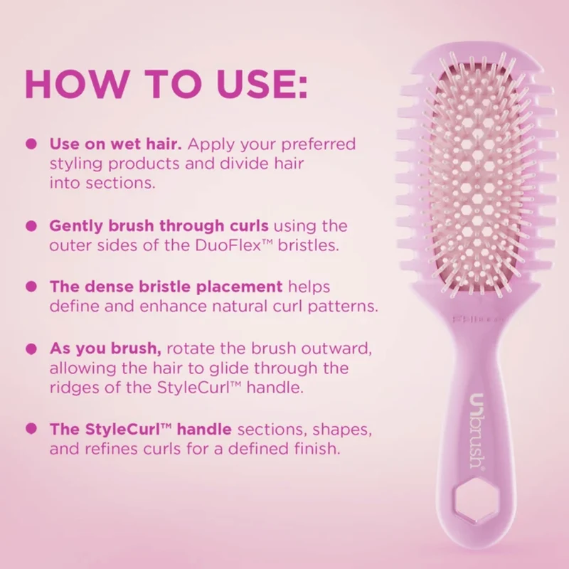 UNbrush Detangling Hair Brush Curl Pink Clouds