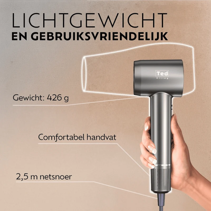Ted Hilley VelvetDry Ionische Fohn met Concentrator Silver