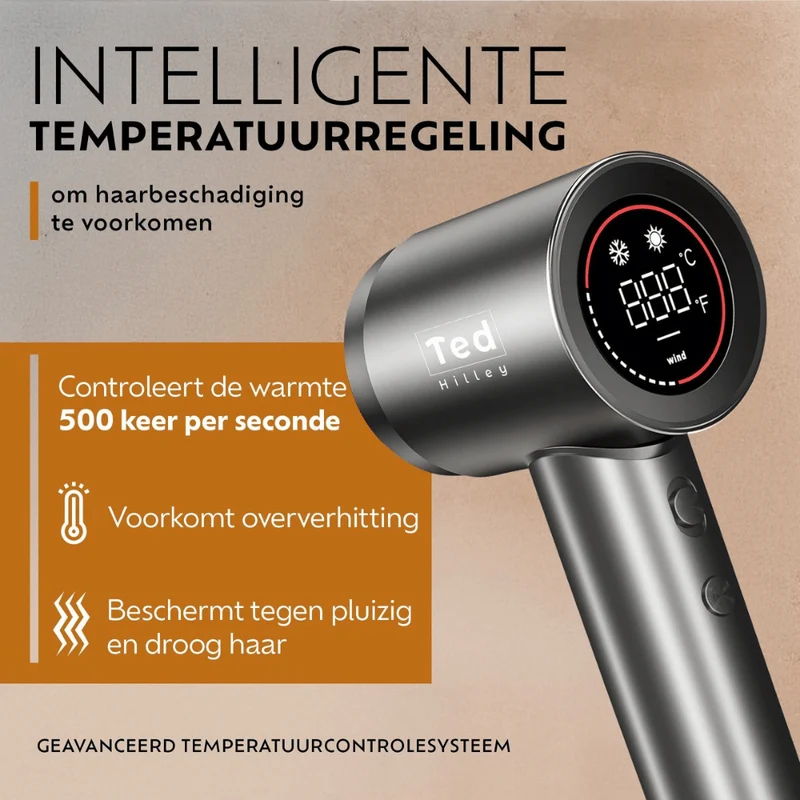 Ted Hilley VelvetDry Ionische Fohn met Concentrator Silver