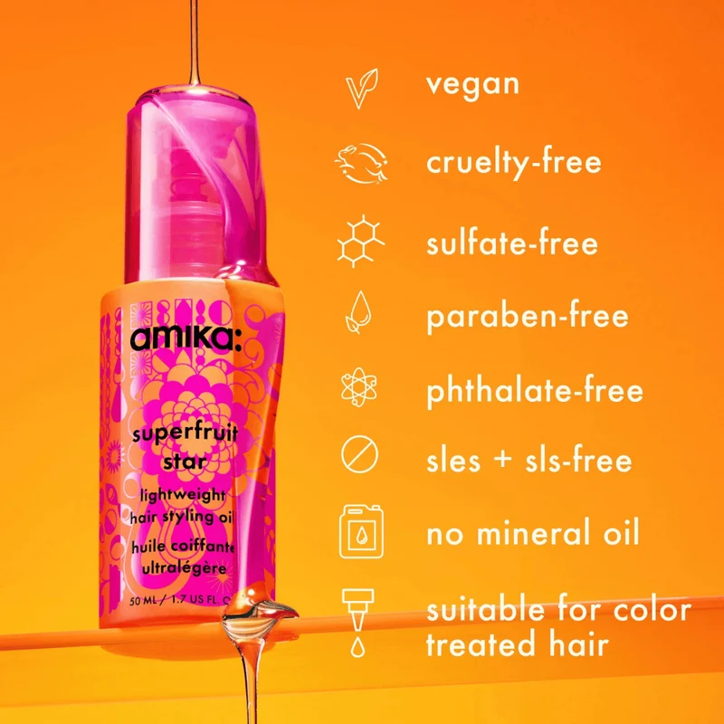amika superfruit star leichtes haarstyling-öl