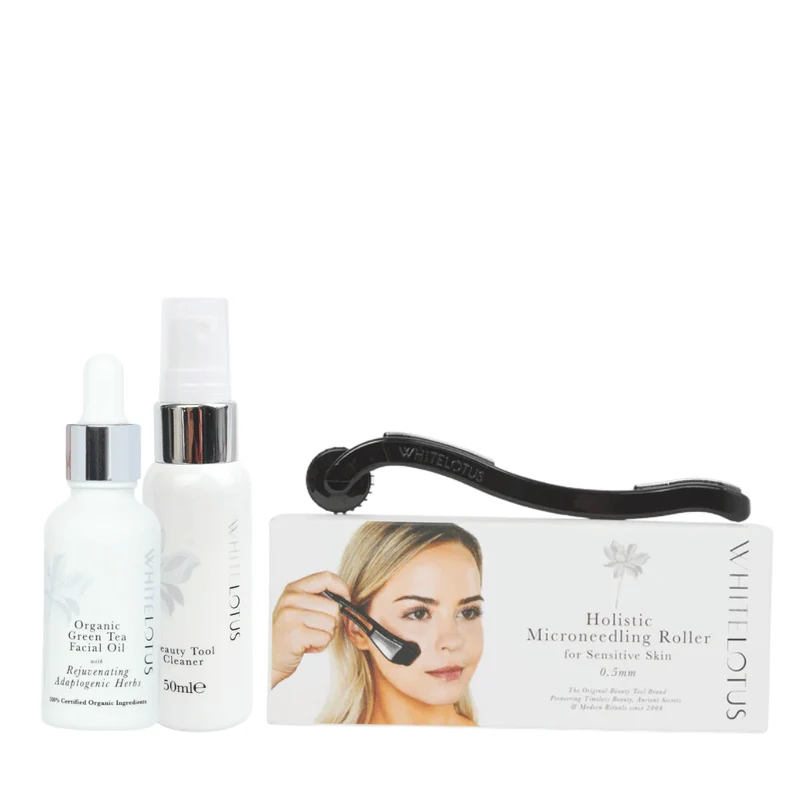 White Lotus Hypoallergenic Dermaroller (0,5mm) Kit - tegen rimpels & anti aging