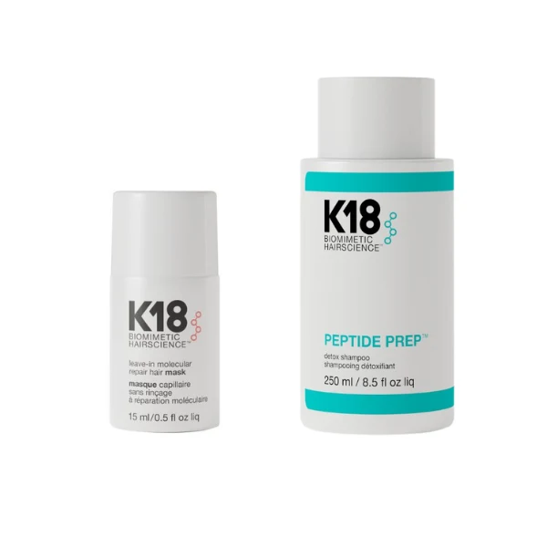 K18 Maske mit K18 Preptide Detox Shampoo