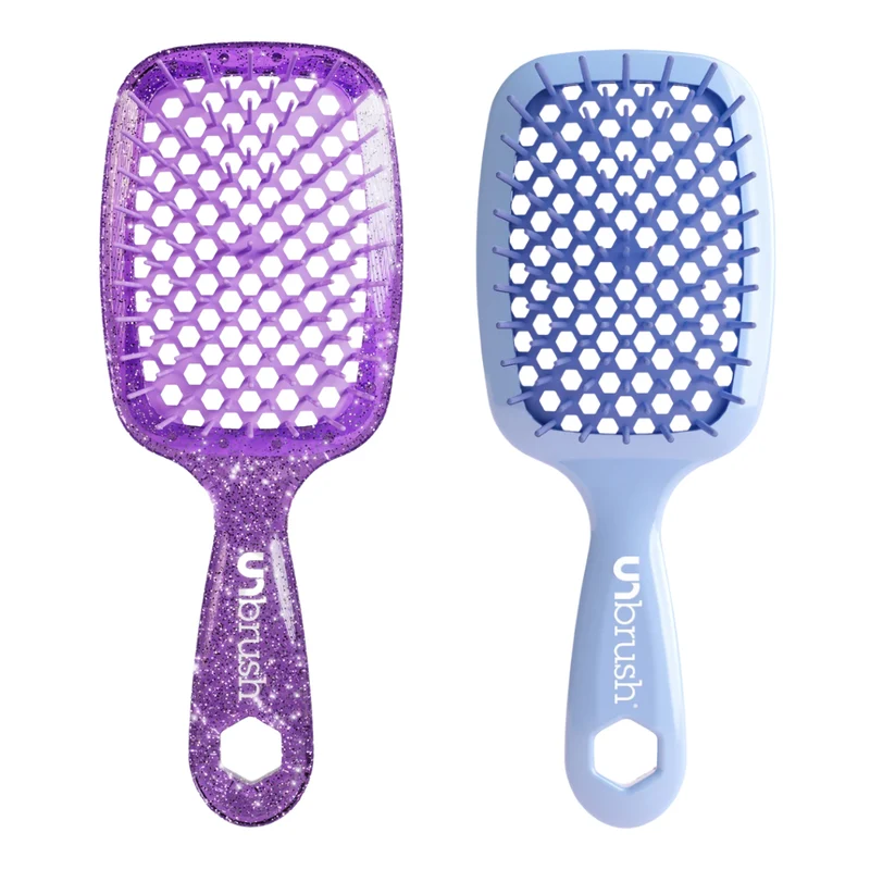 UNbrush Detangling Hair Brush Glitter Amethyst & Pastel Periwinkle
