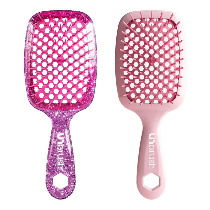 UNbrush Detangling Hair Brush Glitter Rose Quartz Pink & Pastel Peony