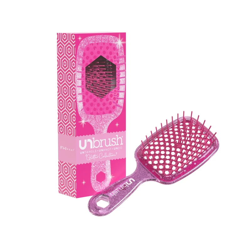 UNbrush Entwirrende Haarbürste Glitter - Rosenquarz Pink