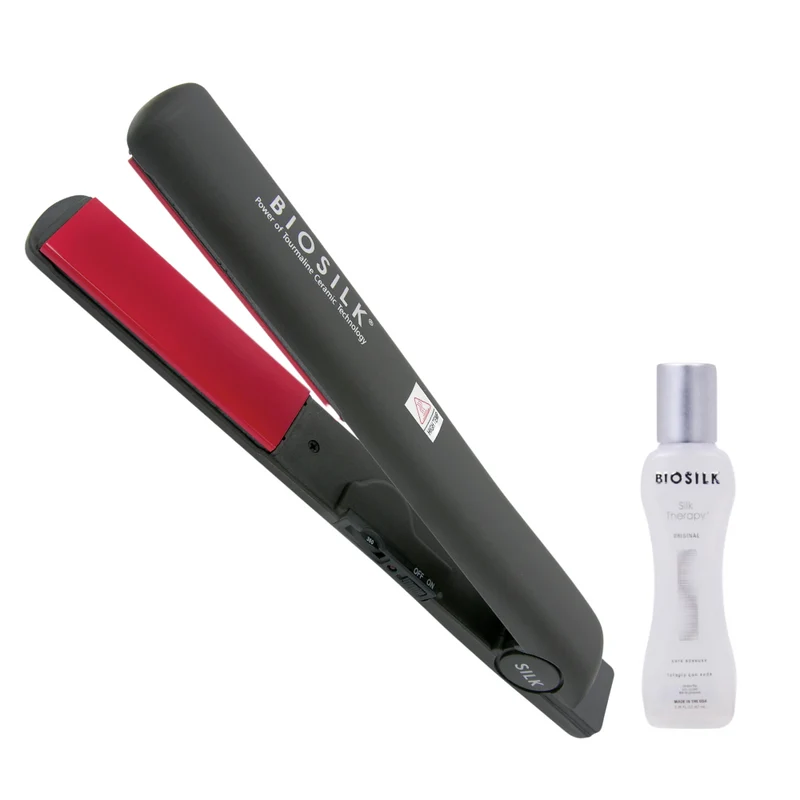 Biosilk Keramik Turmalin Glätteisen Schwarz + gratis Silk Therapy 67ml