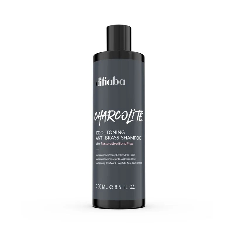 Difiaba Charcolite Cool Toning Anti-Brass Shampoo met Pomp