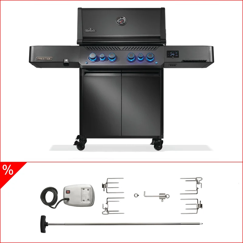 Napoleon Phantom Prestige 500, Connected, Edelstahlguss Roste, Mattschwarz, neustes Modell inkl. Rotisserie