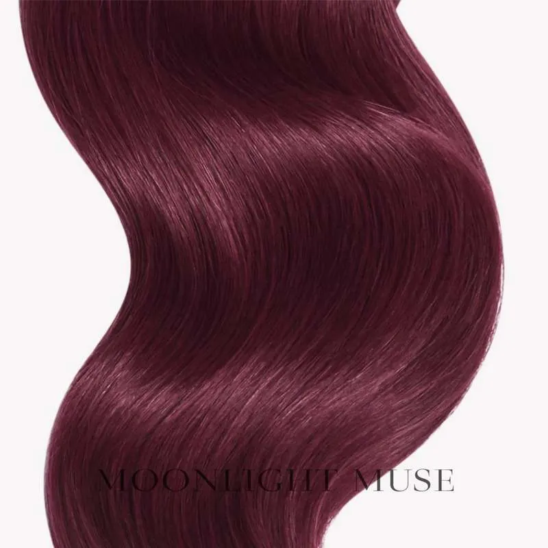 Mondschein Muse Jungfrau Haar 55cm V-Spitze Haar Mahagoni #530