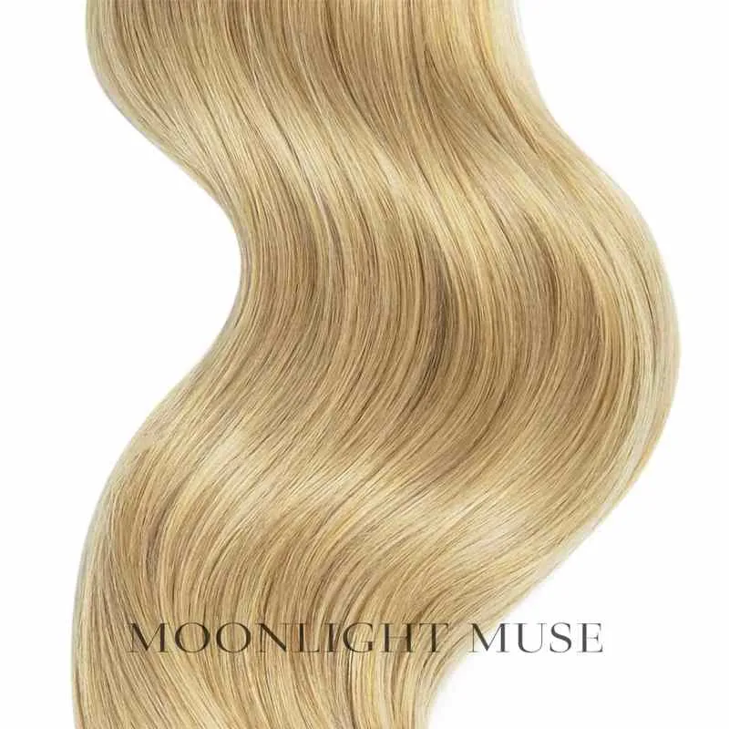 Mondschein Muse Jungfrau Haar 55cm V-Spitze Haar Platin Blond Warm#613