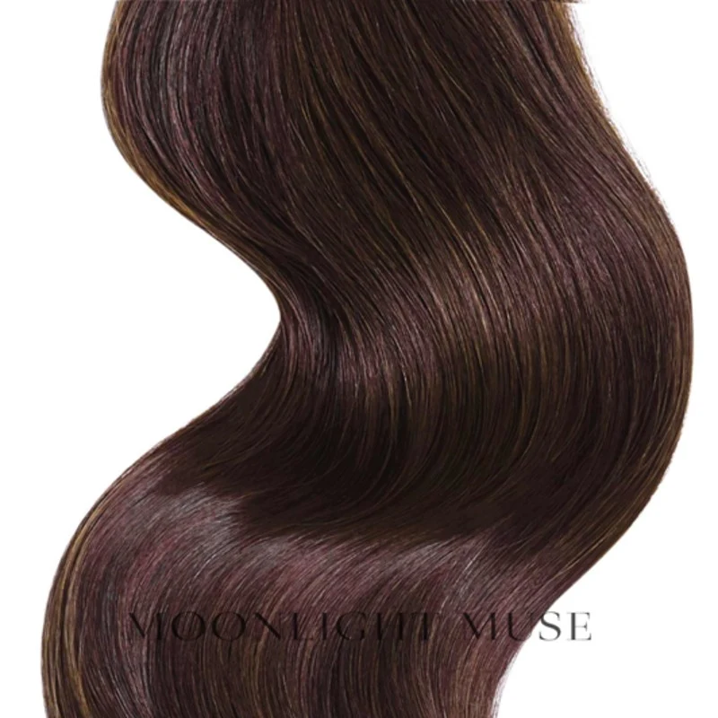 Moonlight Muse Jungfernhaar 55cm V-Tip Haar Dunkelbraun warm Col#3W