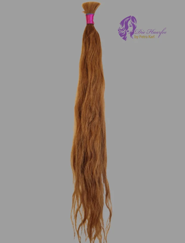 Strähnen aus indonesischem Schnitthaar mittelgoldblond - natürliche leichte Bewegung 60 cm