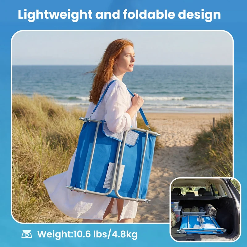 JHK Adjustable Reclining Foldable Outdoor Beach Lounge Chair