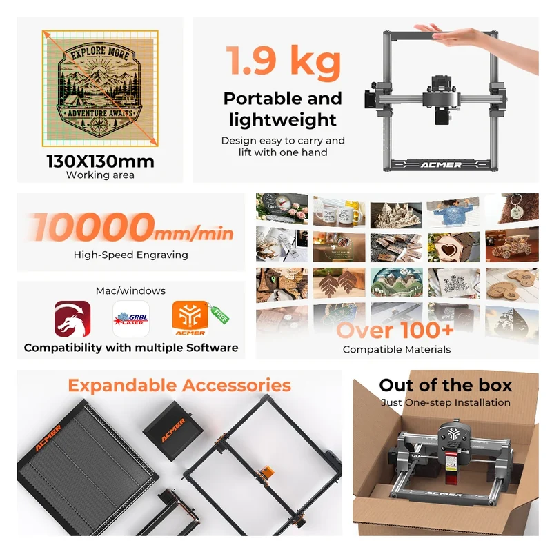 ACMER Portable Laser Engraver and Cutter for Wood and Acrylic