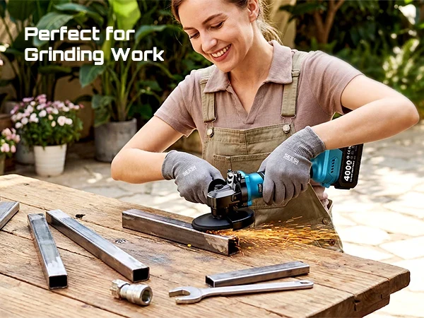 Seesii Cordless Brushless Angle Grinder Variable Speed Power Tool