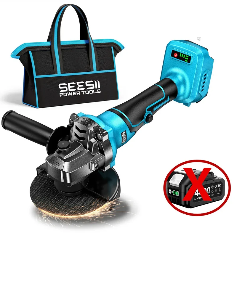 Seesii Cordless Brushless Angle Grinder Variable Speed Power Tool