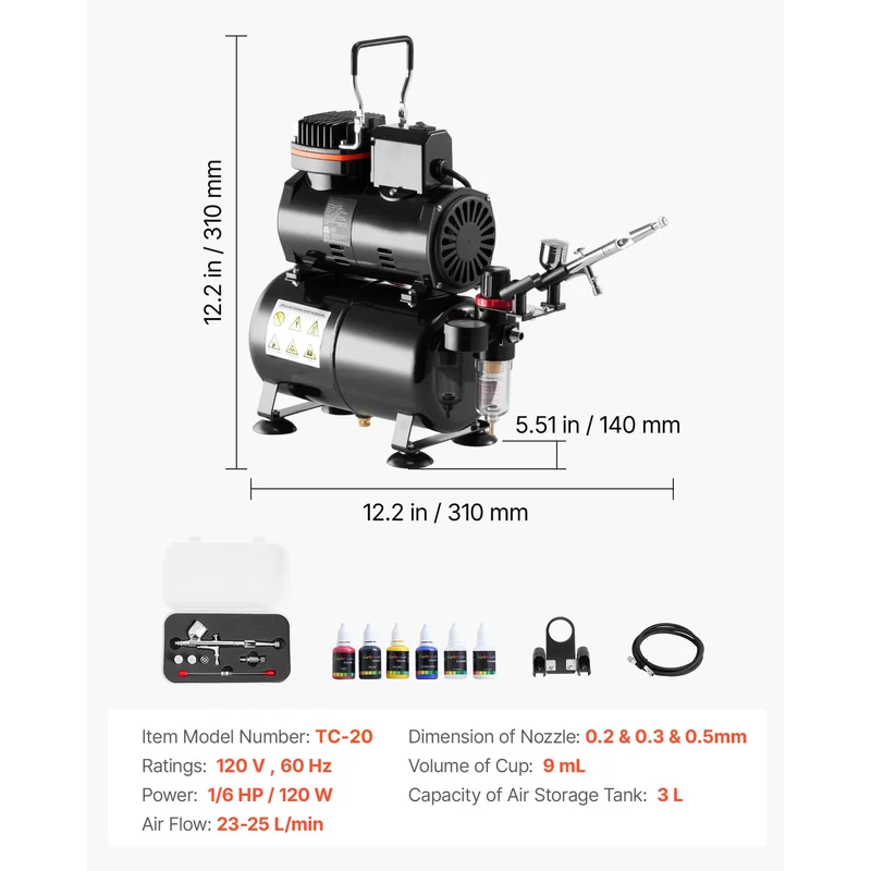 SucceBuy Airbrush Kit With Compressor For Cake And Nail Art