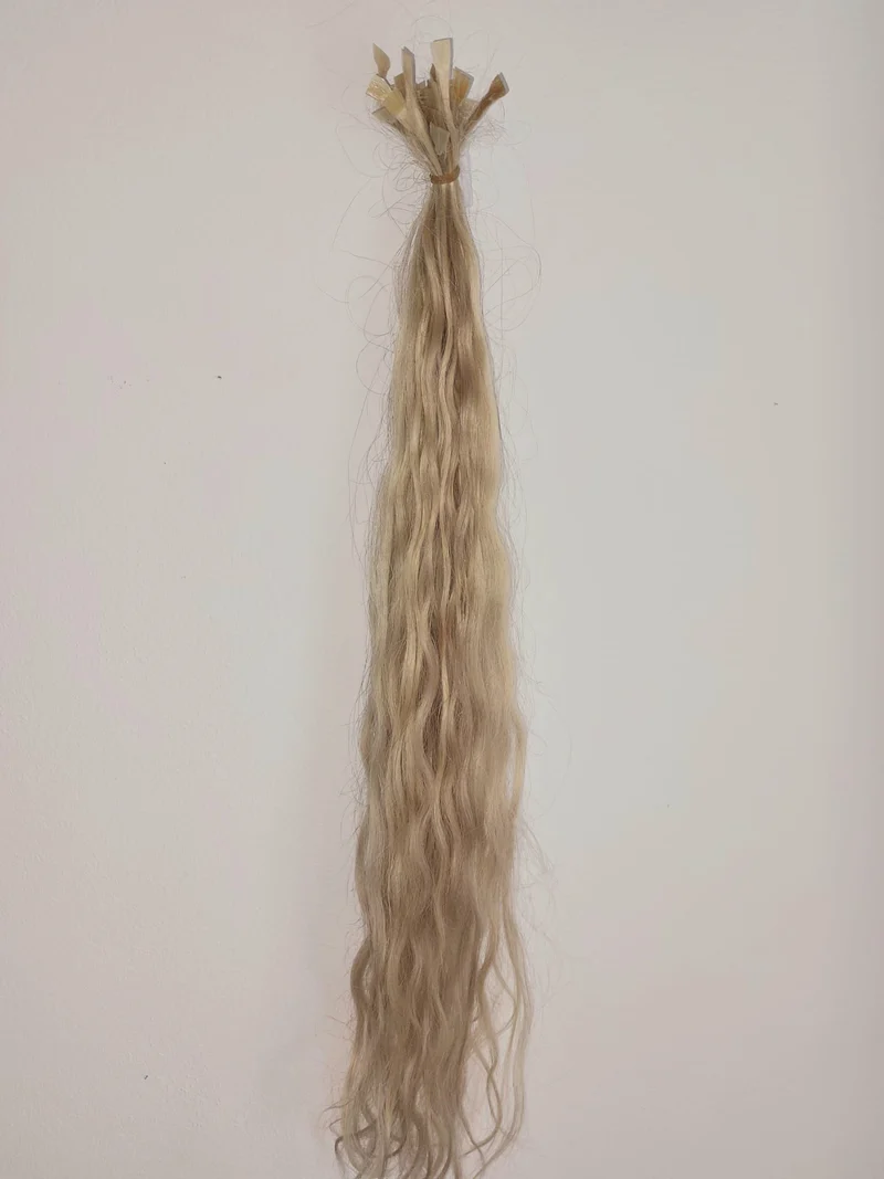 Strähnen aus Inderhaar hellblond - Länge über 60 cm