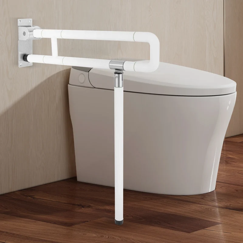 Foldable Metal Toilet Grab Bar With Non Slip Handrail Support