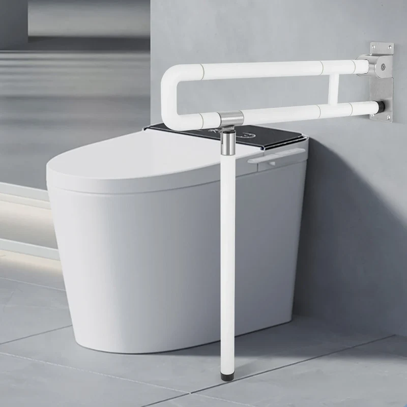 Foldable Metal Toilet Grab Bar With Non Slip Handrail Support