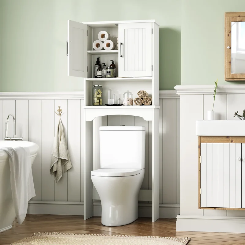 HiMISS Over Toilet Bathroom Storage Cabinet With Double Doors