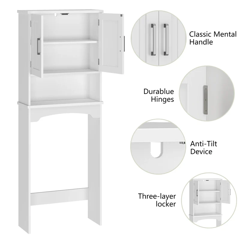 HiMISS Over Toilet Bathroom Storage Cabinet With Double Doors