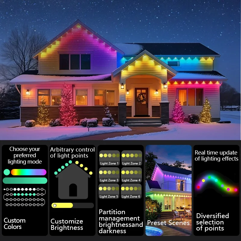 MIMIRGB Smart RGBIC Permanent Outdoor Lights With Scene Modes