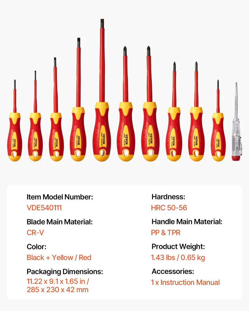 SucceBuy Professional Insulated Screwdriver Set for Electrical Work