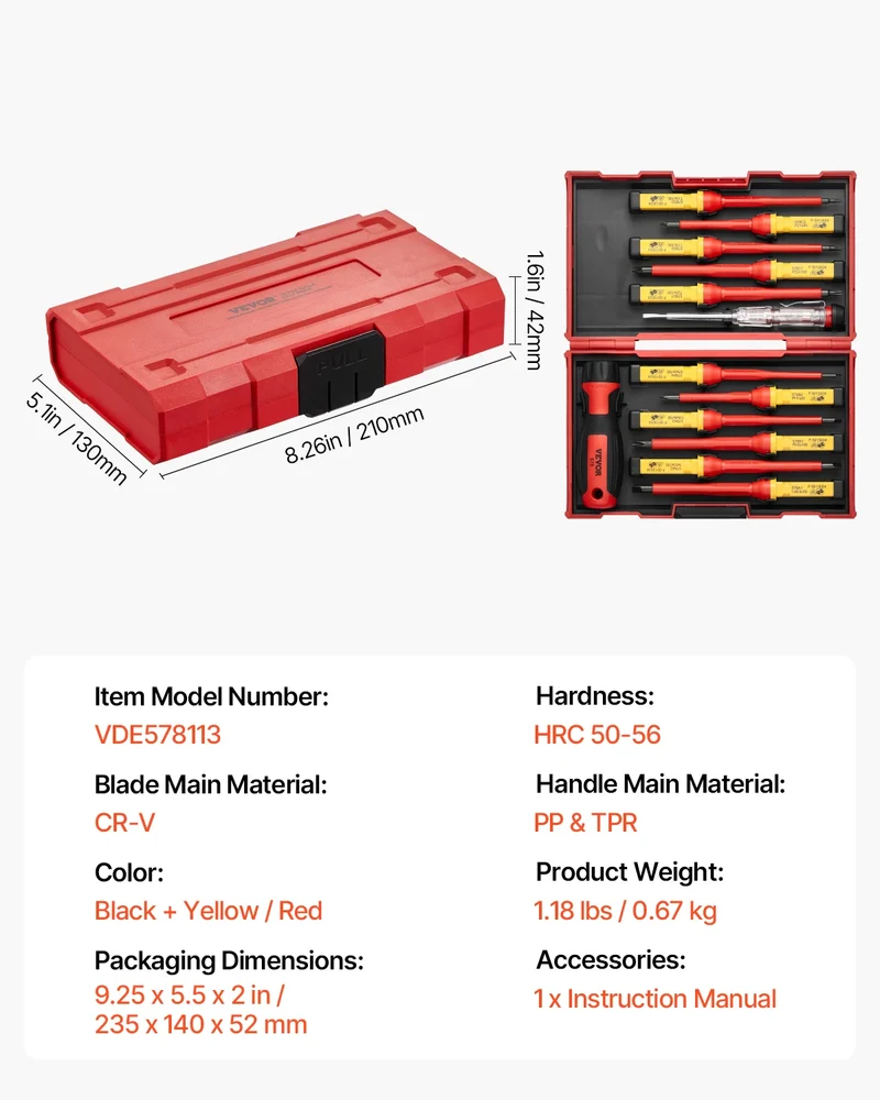 SucceBuy Professional Insulated Screwdriver Set for Electrical Work