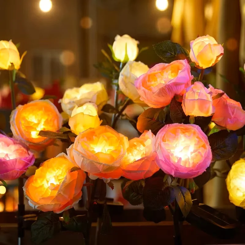 Solar Rose Flower Lights With Color Changing LED Pathway Decor