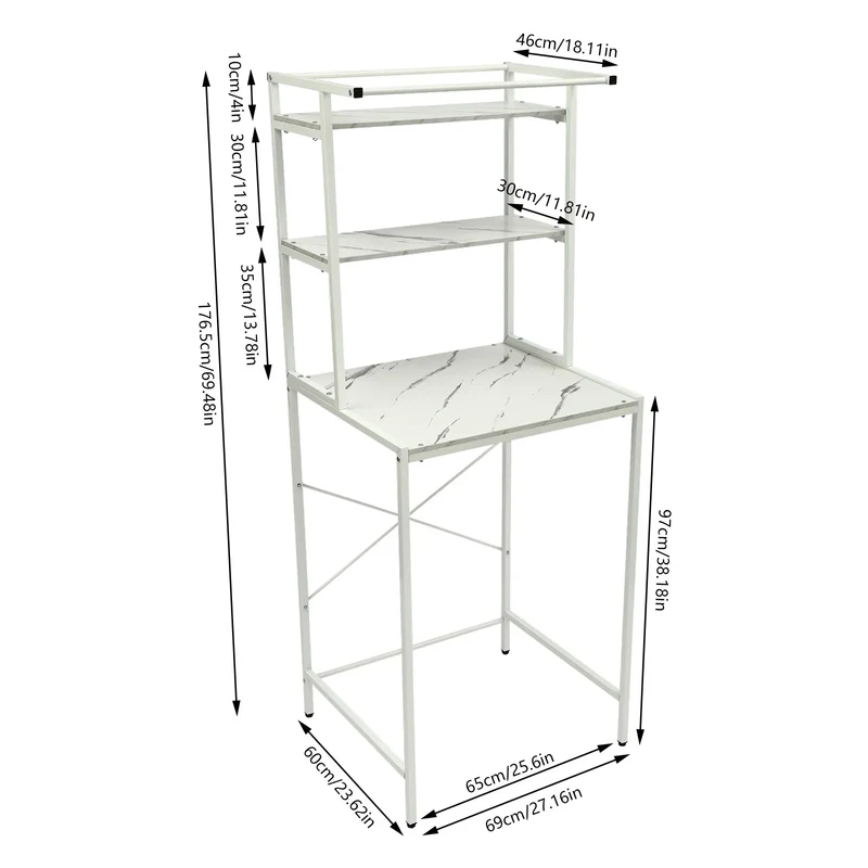 Over Washer And Dryer Three Tier Storage Shelf And Organizer