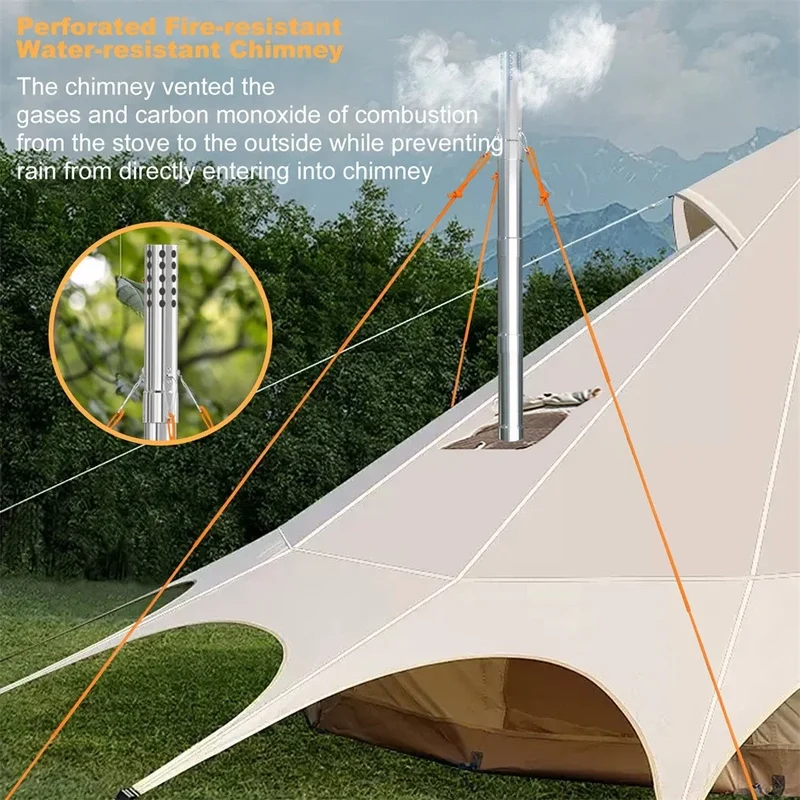 Unho Portable Wood Burning Tent Stove With Chimney Pipes