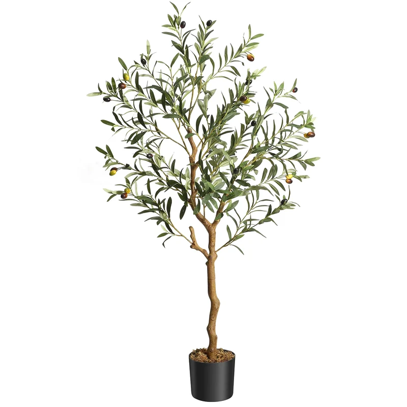 1Pc/2Pcs Artificial Olive Tree 4ft / 5ft / 6ft, Large Artificial Plants Fake Plastic Plants in Pot for Home Bedroom Decor