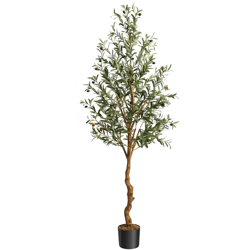 1Pc/2Pcs Artificial Olive Tree 4ft / 5ft / 6ft, Large Artificial Plants Fake Plastic Plants in Pot for Home Bedroom Decor