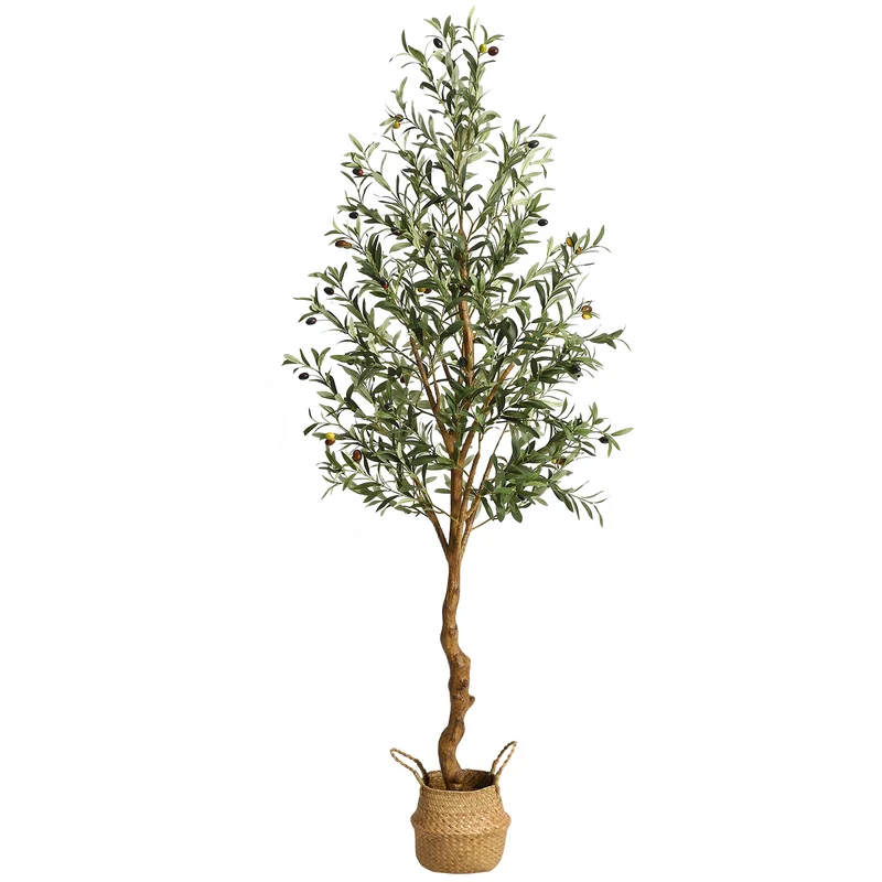 1Pc/2Pcs Artificial Olive Tree 4ft / 5ft / 6ft, Large Artificial Plants Fake Plastic Plants in Pot for Home Bedroom Decor