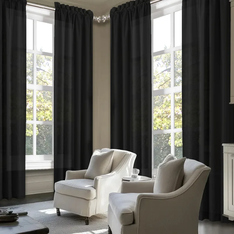 4pcs Light Filtering Curtains - Elegant Colour Fade-Resistant Polyester with Rod Pocket Design, Perfect for Living Room, Bedroom